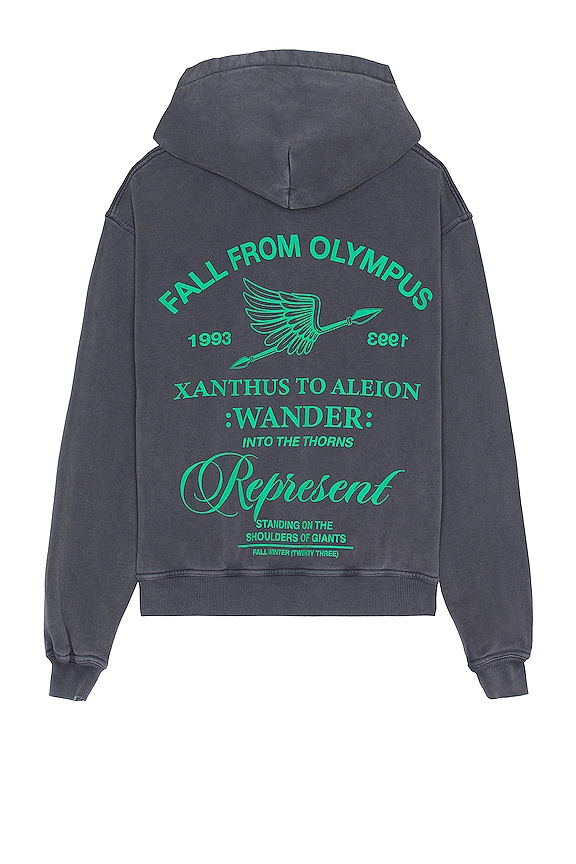 REPRESENT Fall From Olympus Zip Hoodie in Storm | REVOLVE
