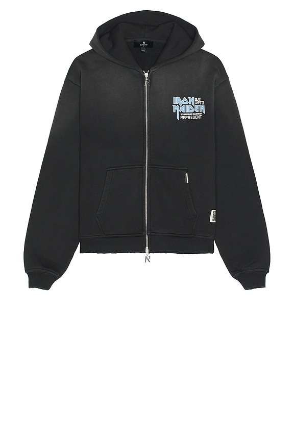 view 2 of 4 x Iron Maiden Anniversary Hoodie in Stained Black