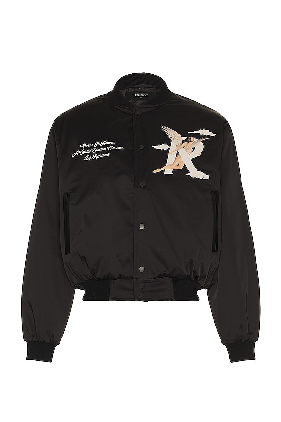 view 2 of 3 Storms in Heaven Souvenir Bomber Jacket in Jet Black