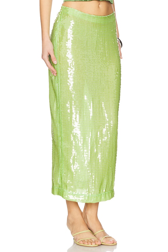 view 2 of 6 Sequin Long Skirt in Light Green