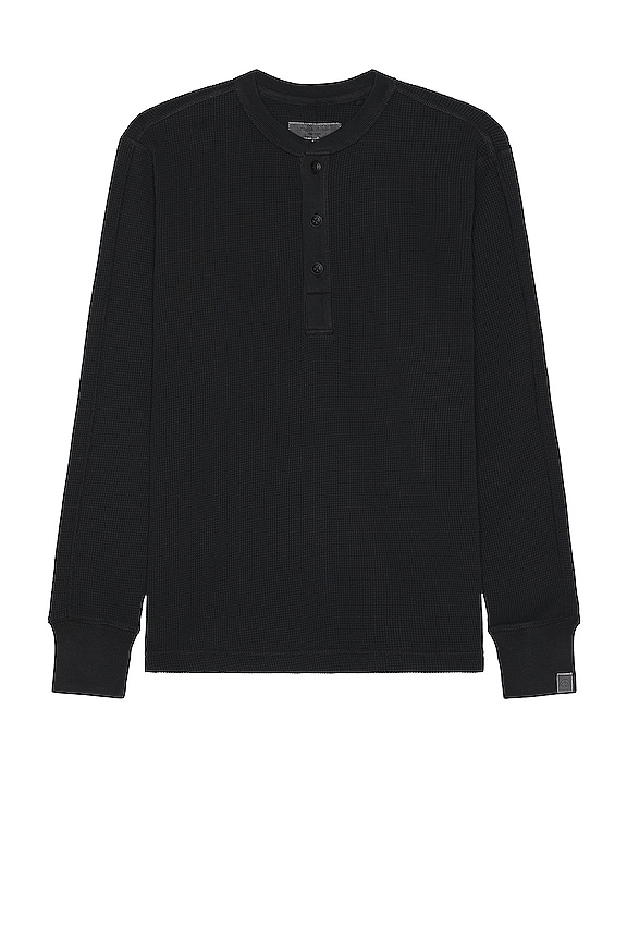 Rag & Bone Garment Dye Waffle Henley in Black | REVOLVE