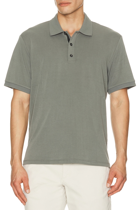 view 1 of 4 Tech Pique Slim Polo in Grey Mist