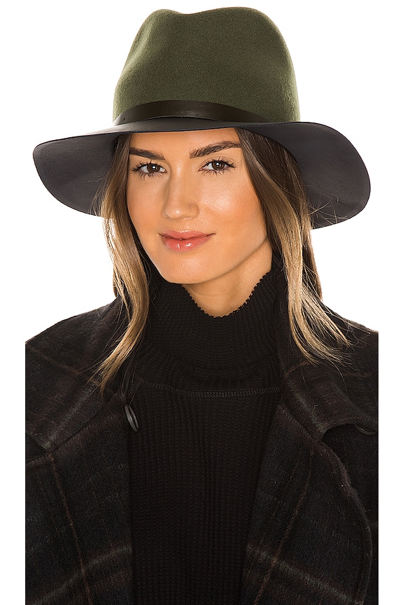 view 1 of 3 Floppy Leather Brim Hat in Olive