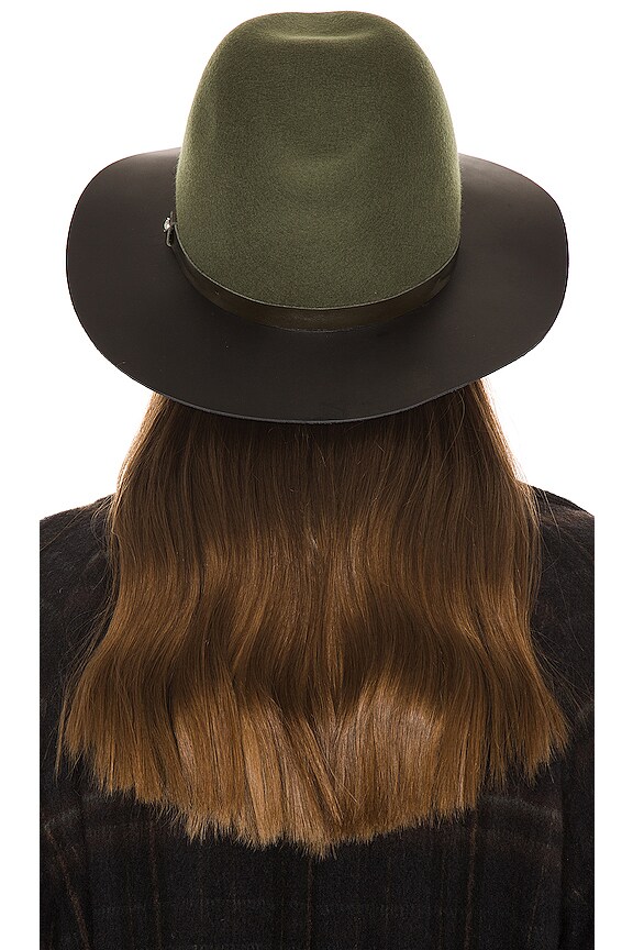 view 2 of 3 Floppy Leather Brim Hat in Olive
