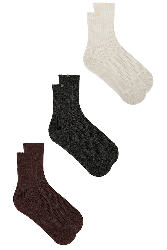 view 2 of 3 Hiker Sock 3 Pack in Black Burgundy Ivory
