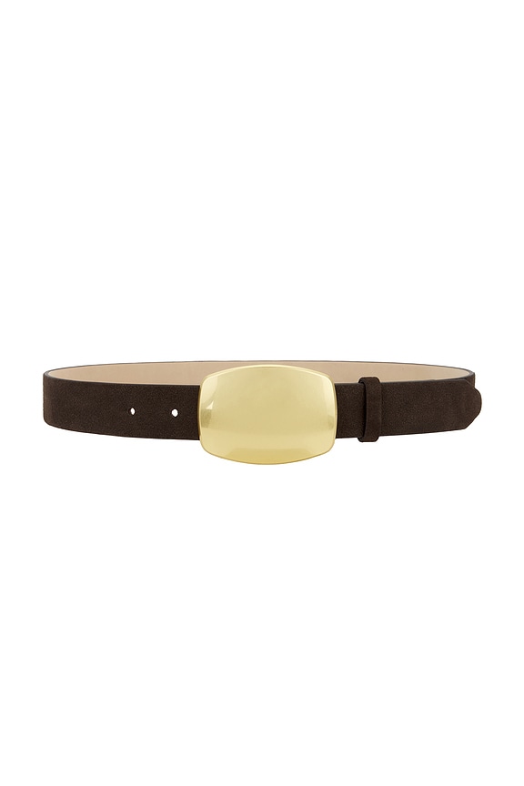 view 1 of 3 CEINTURE WYATT in Brown Suede & Gold