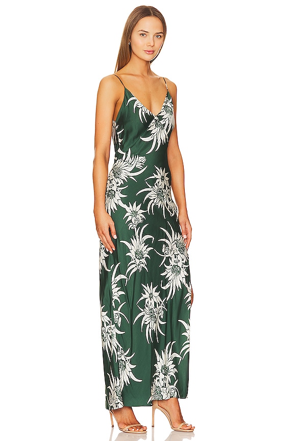 view 2 of 3 Larissa Silk Slip Dress in Green Multi
