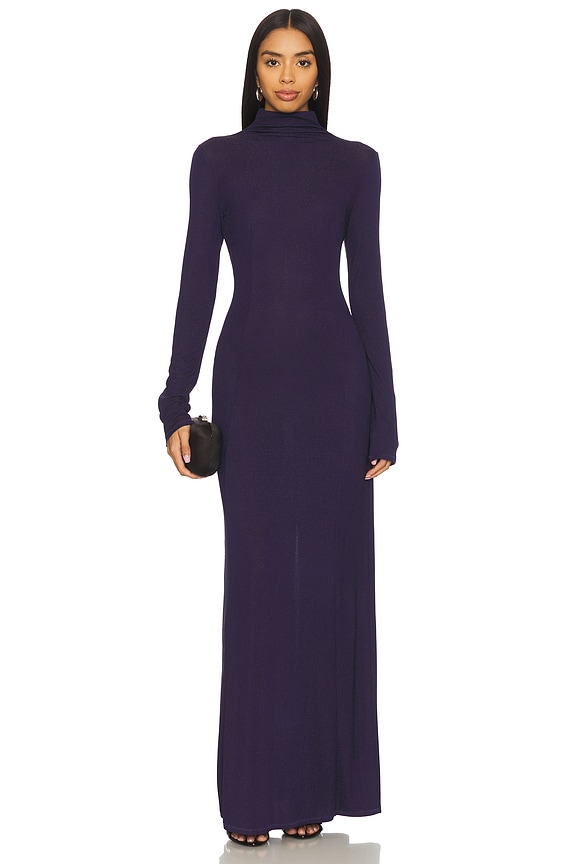 view 1 of 3 Elsa Lurex Turtleneck Maxi Dress in Dark Blue