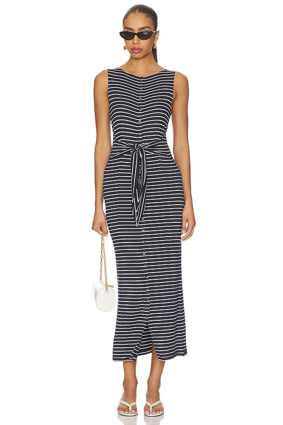 view 1 of 4 The Knit Button Tie Stripe Dress in Sal Multi
