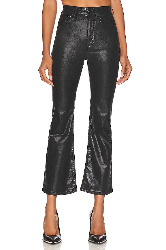 view 1 of 5 Casey High Rise Ankle Flare in Coated Black