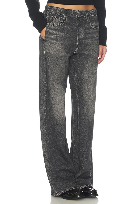 view 2 of 6 Miramar Fleece Pull On Wide Jeans in Washed Black