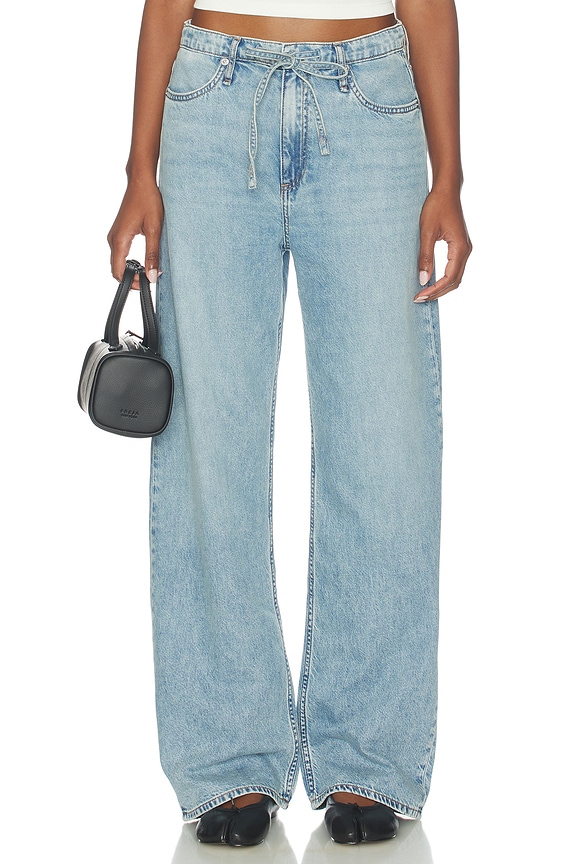 view 1 of 6 Phoebe Drawstring Wide Jeans in Everglade