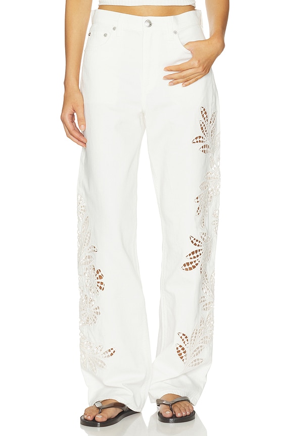 view 1 of 6 Shea Full Straight Jeans in White Flower