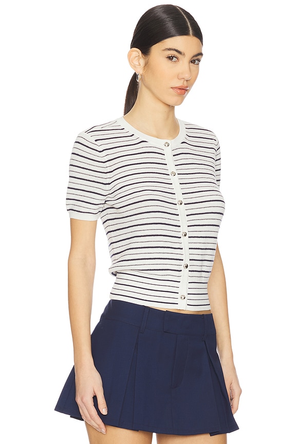 view 2 of 4 Dina Stripe Cardigan Top in Ivory Multi