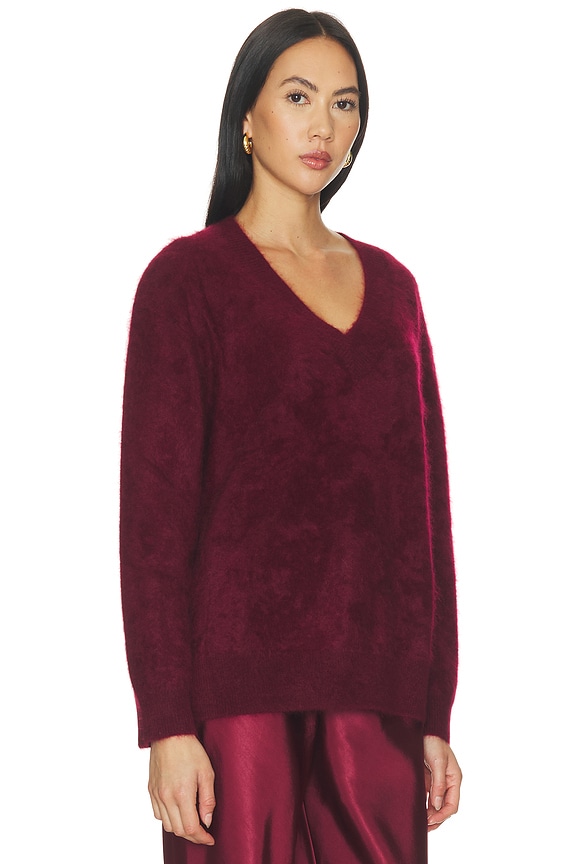 view 2 of 4 Jada Brushed Cashmere V Neck Pullover Sweater in Pomegranate