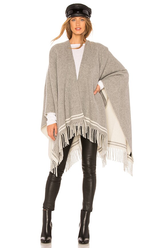 view 2 of 3 Striped Poncho in Grey Multi