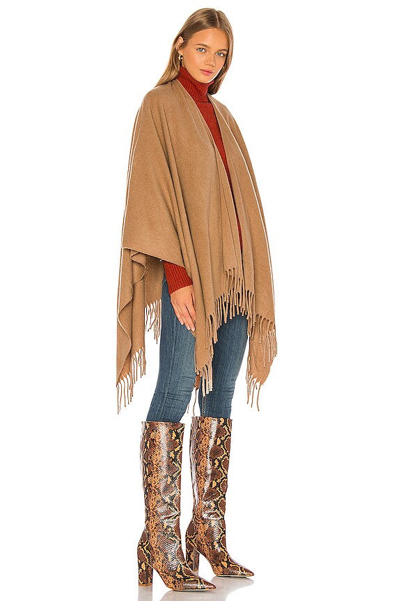 view 2 of 3 Cashmere Poncho in Heathered Camel