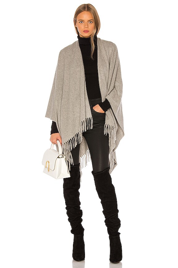 view 1 of 3 Cashmere Poncho in Heather Grey