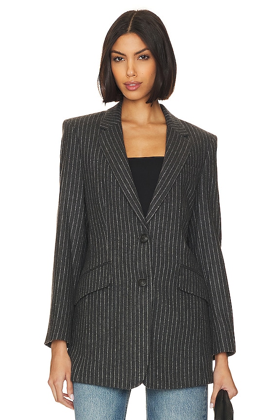 view 2 of 6 Charles Italian Wool Blazer in Grey Stripe