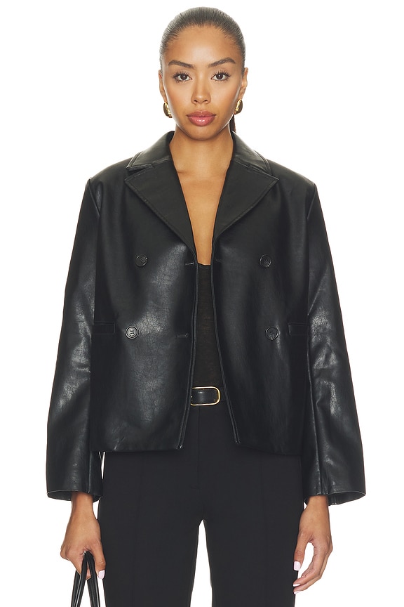 view 2 of 5 MANTEAU IMITATION CUIR FINLEY in Black