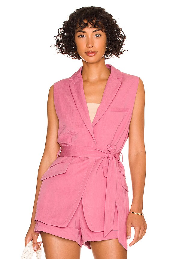view 2 of 5 Margot Sleeveless Blazer in Blush Pink