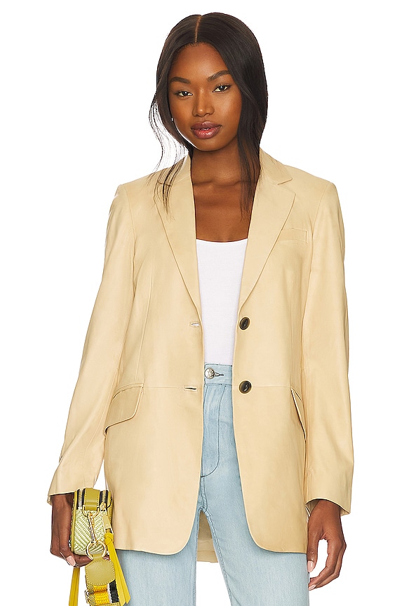 Rag & Bone Charles Leather Blazer in Beige | REVOLVE