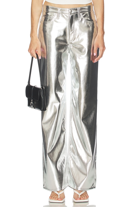 view 1 of 6 Logan Faux Leather Wide Leg Pant in Silver