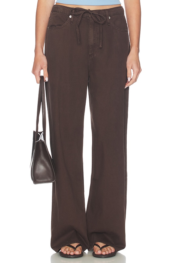 view 1 of 6 PANTALÓN PHOEBE  in Dark Brown Satin