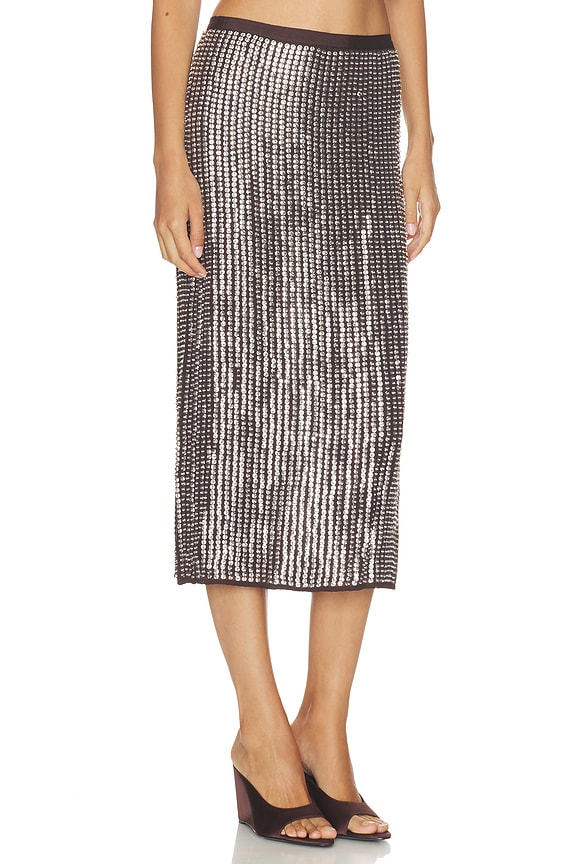 view 2 of 6 Lili Beaded Skirt in Chocolate