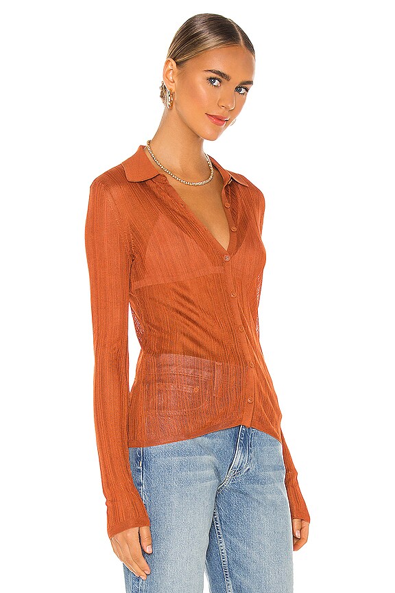 view 2 of 4 Pacey Button Down Top in Rust