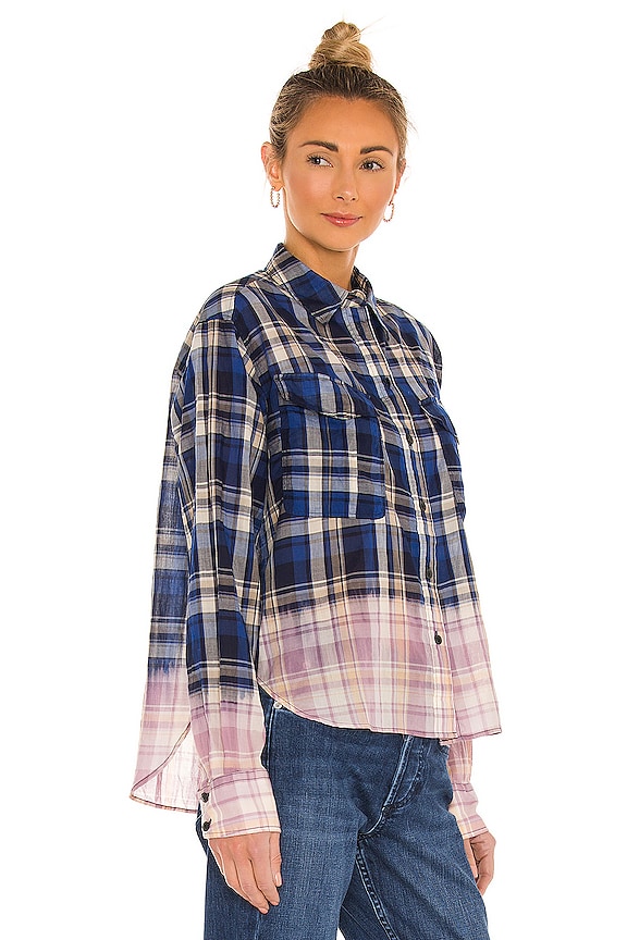 view 2 of 4 Florian Cropped Plaid Shirt in Blue Plaid