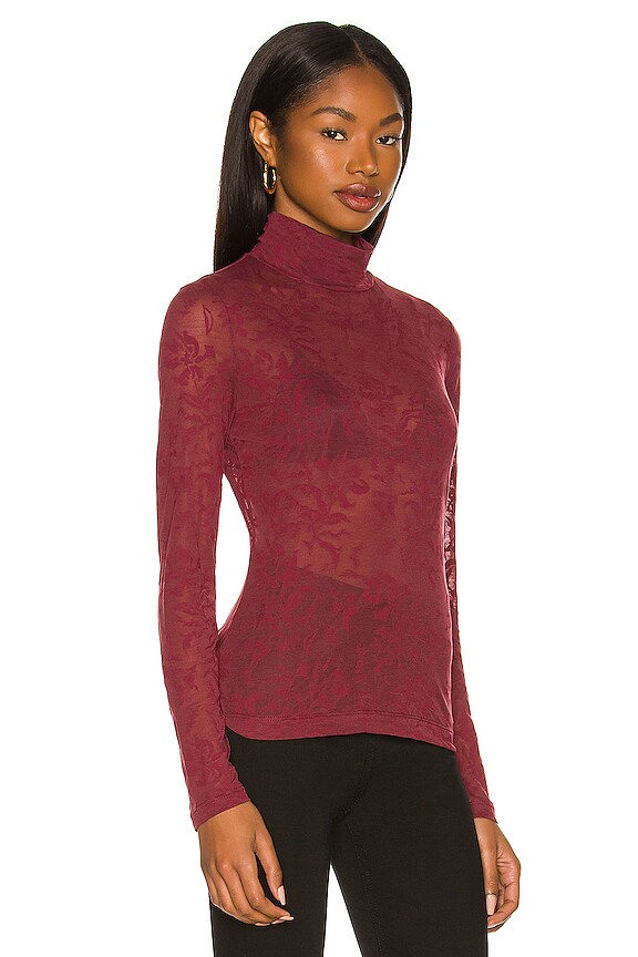 view 2 of 5 Valencia Table Floral Turtleneck in Burgundy