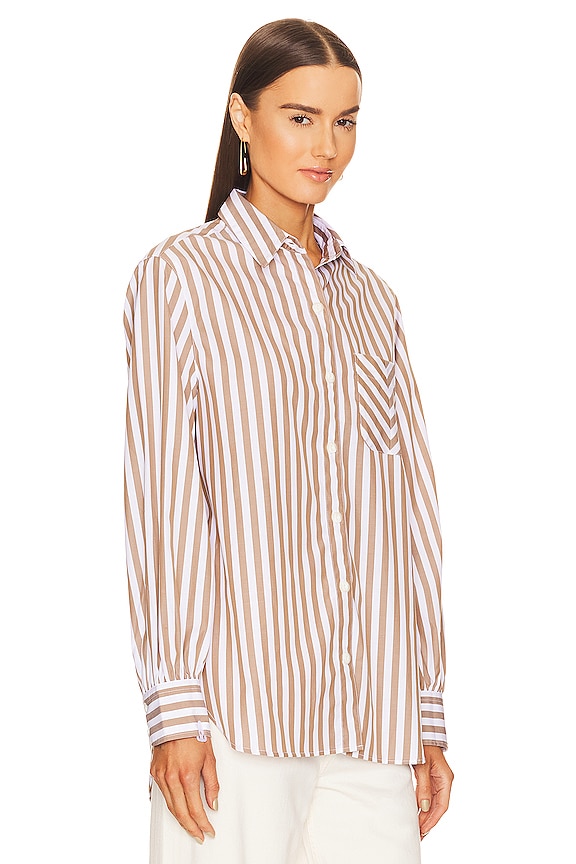 view 2 of 4 Maxine Button Down Shirt in Brown Stripe