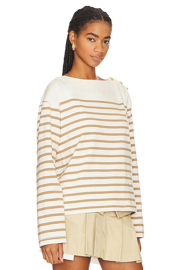 view 2 of 4 Bardot Top in Camel Stripe