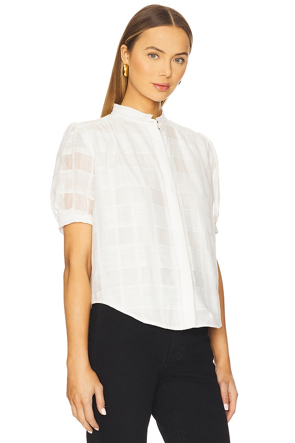 view 2 of 4 Jordan Short Sleeve Plaid Top in White