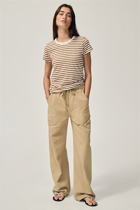 view 2 of 8 Slub Stripe Tee in Warm Brown