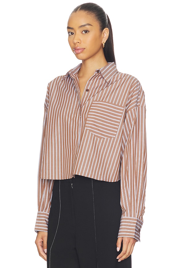 view 2 of 5 Marin Cropped Striped Shirt in Brown
