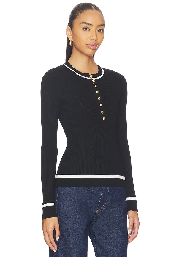 view 2 of 4 Kassy Rib Henley Top in Black