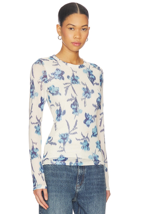 view 2 of 4 Yana Printed Mesh Long Sleeve Tee in Ivory Multi
