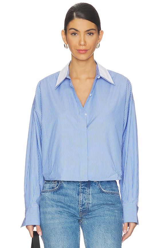view 1 of 5 Marin Stripe Layered Shirt in Blue Stripe