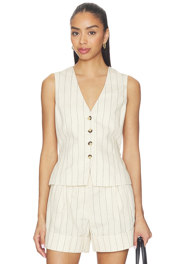 view 1 of 4 Paulette Stripe Vest in White Stripe