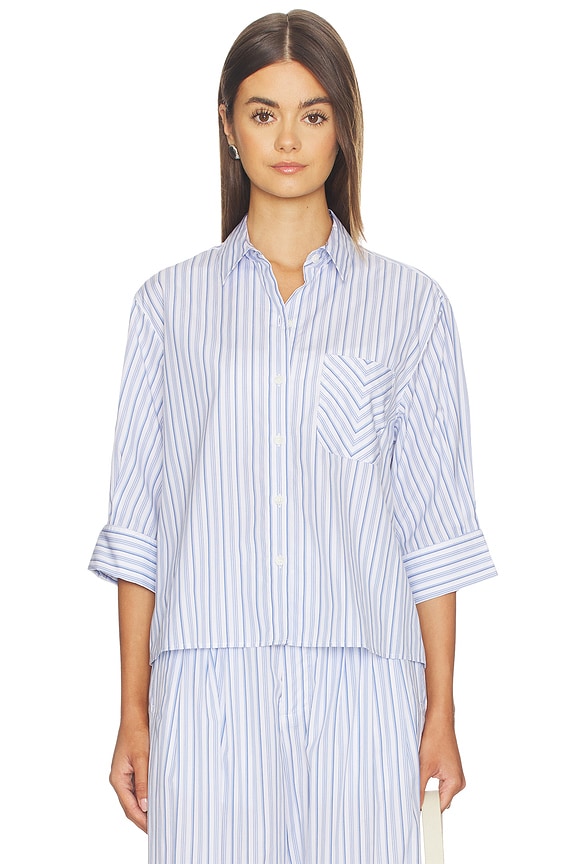 view 2 of 6 Lucia Stripe Poplin Shirt in Baby Blue Stripe