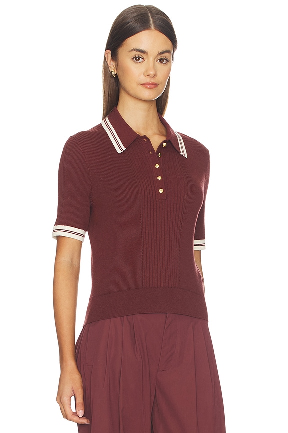 view 2 of 4 Laurie Tipped Short Sleeve Polo in Rosewood