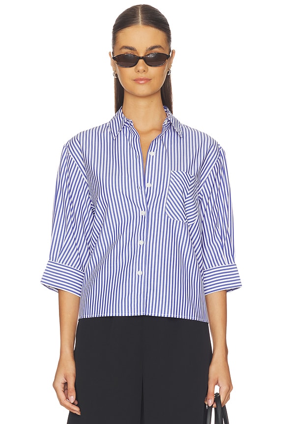 view 1 of 5 CHEMISE EN POPELINE À RAYURES LUCIA in Navy Stripe