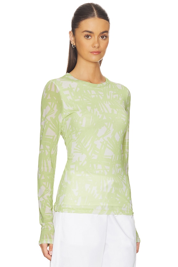 view 2 of 4 Yana Printed Mesh Long Sleeve Tee in Yellow in Endive