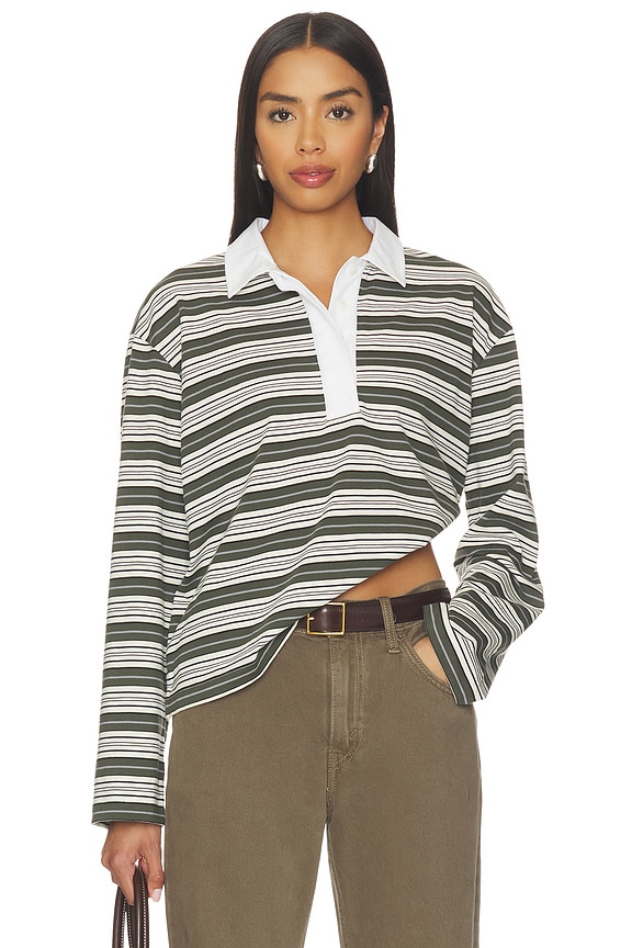 view 1 of 4 POLO MANCHES LONGUES KELLY in Green Multi