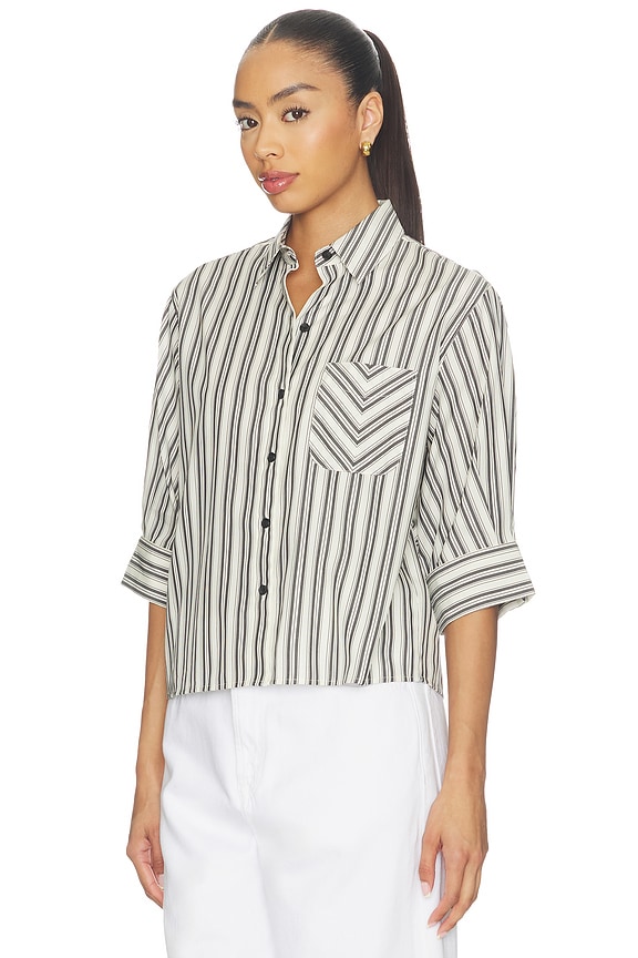 view 2 of 4 Lucia Stripe Poplin Shirt in Charcoal Stripe