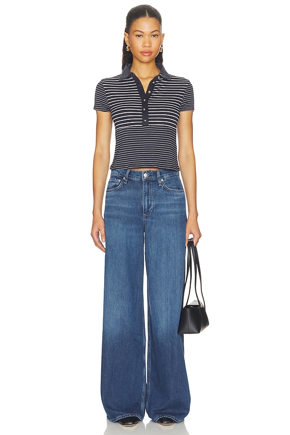 The Knit Button Stripe Polo Tee