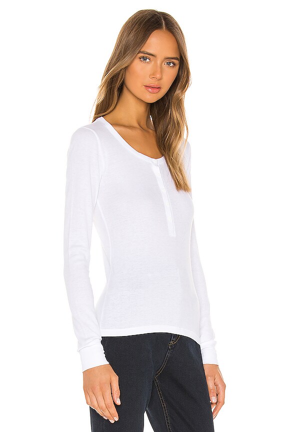 view 2 of 4 The Rib Henley Top in White