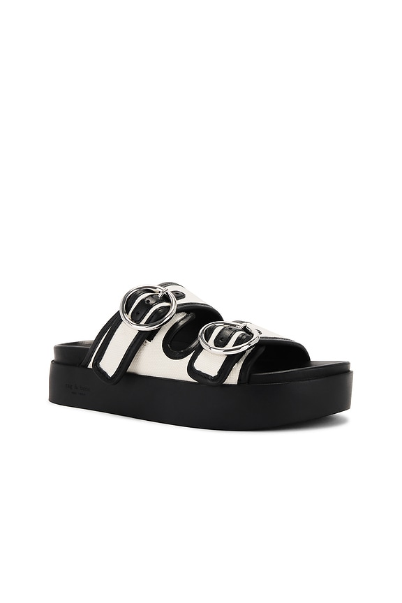 view 2 of 5 Geo Buckle Platform Slide in Antique White & Black